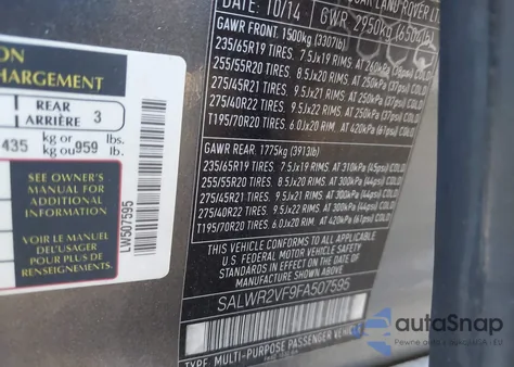 2015 Land Rover Range Rover Sport 3.0L V6 Supercharged Hse z USA, uszkodzony, nr VIN SALWR2VF9FA507595